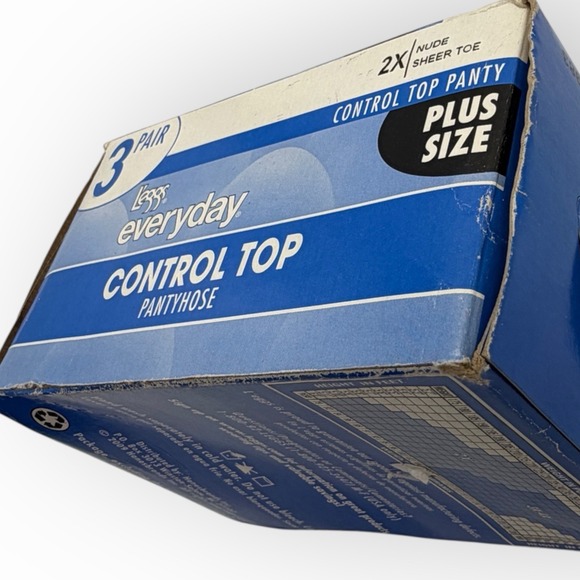 Leggs Pantyhose Womens 2X Plus Size Control Top 3 Pair Nude Sheer Toe Drag - Picture 3 of 4